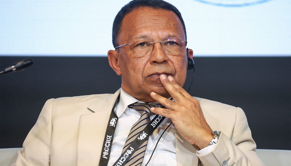 Le président de la Ceni, Thierry Rakotonarivo, à Moscou, le 14 avril 2026.