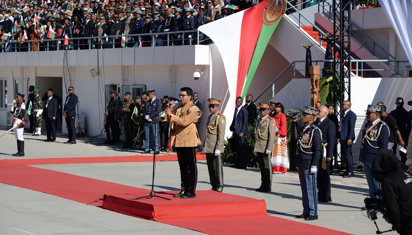 Le président malgache Andry Rajoelina à Antananarivo, le 26 juin 2023.