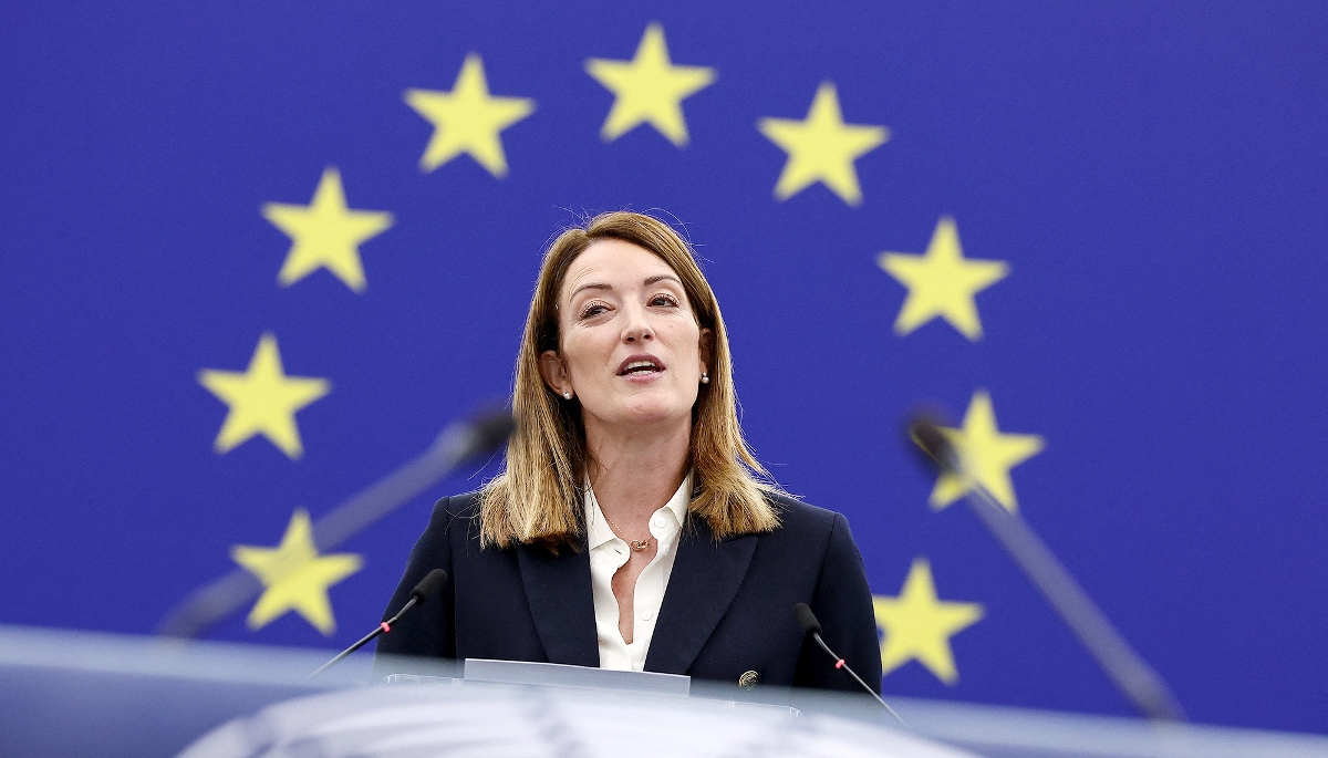 La présidente du Parlement européen, Roberta Metsola, à Strasbourg, le 11 mars 2025.