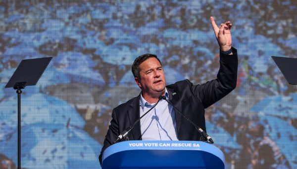 Le leader de la Democratic Alliance, John Steenhuisen, à Benoni, en Afrique du Sud, le 26 mai 2024.