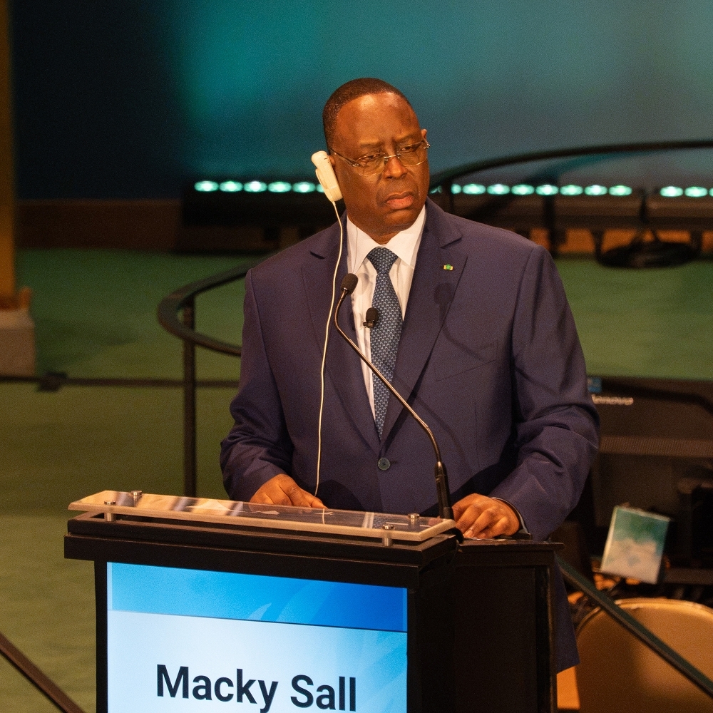 Macky Sall présente sa candidature au siège des Nations unies, à New York, le 23 juillet 2026.