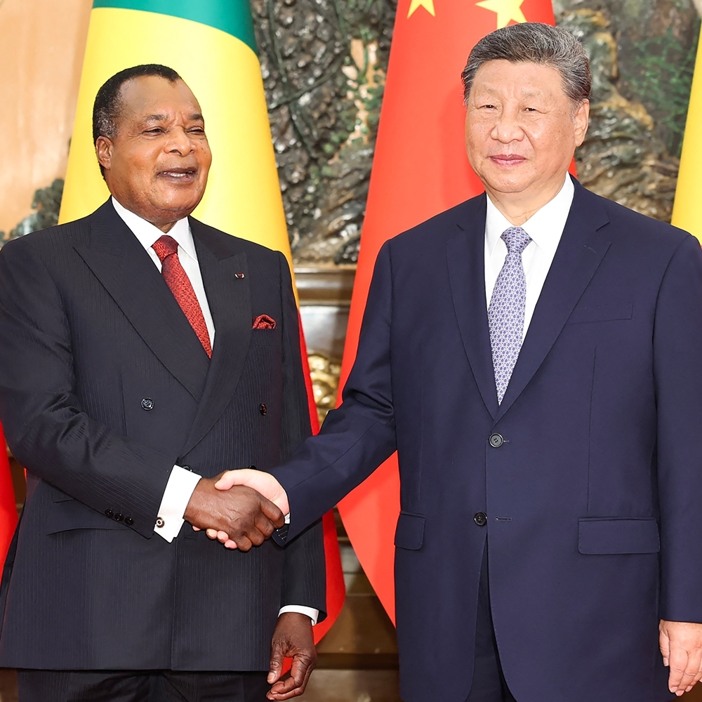 Le président congolais, Denis Sassou-Nguesso, et son homologue chinois, Xi Jinping, à Pékin, en septembre 2025.