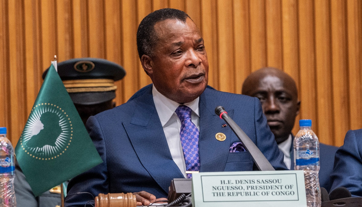 Le président congolais Denis Sassou-Nguesso à Addis-Abeba, le 14 février 2025.