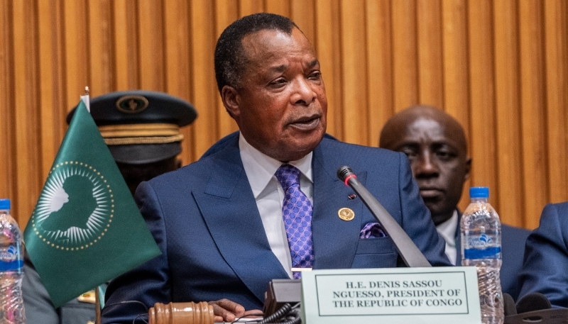 Le président congolais Denis Sassou-Nguesso à Addis-Abeba, le 14 février 2025.