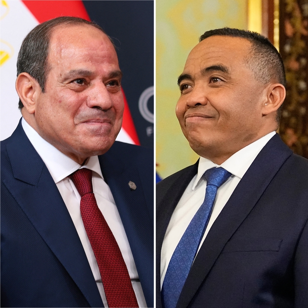 Le président égyptien Abdel Fattah al-Sissi, et son homologue malgache, Michaël Randrianirina.