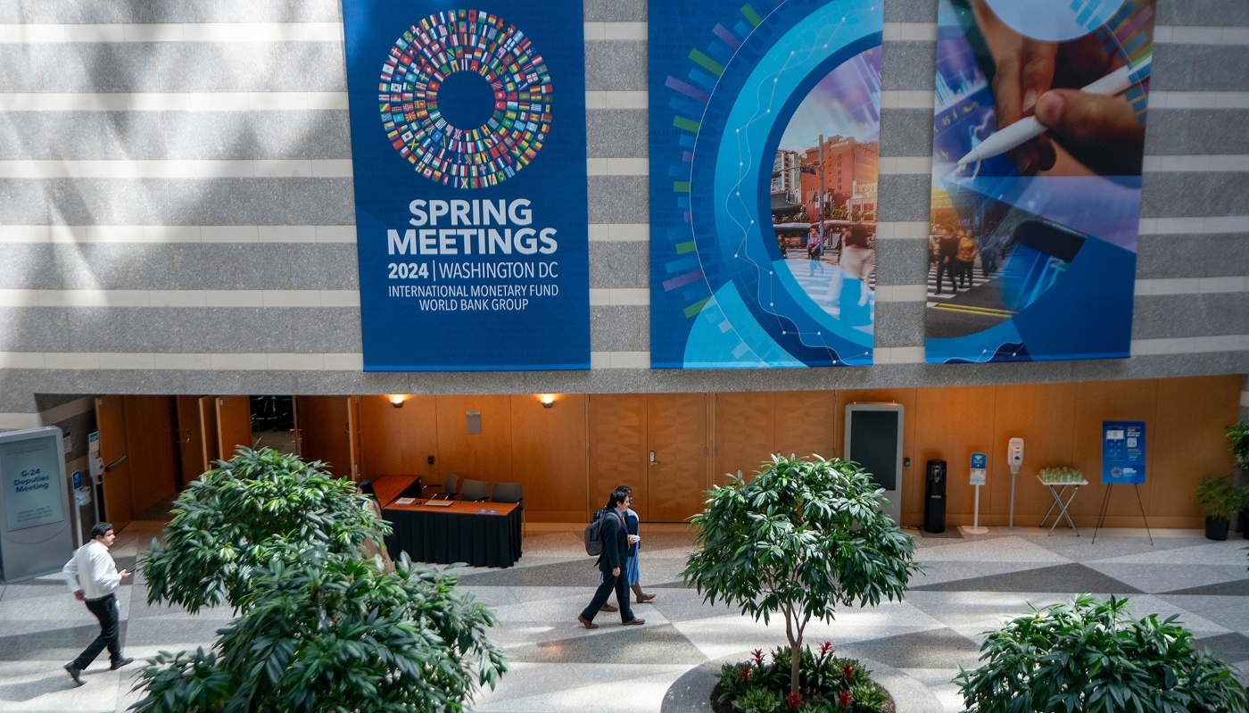 Le siège du Fonds monétaire international, à Washington, en avril 2024.