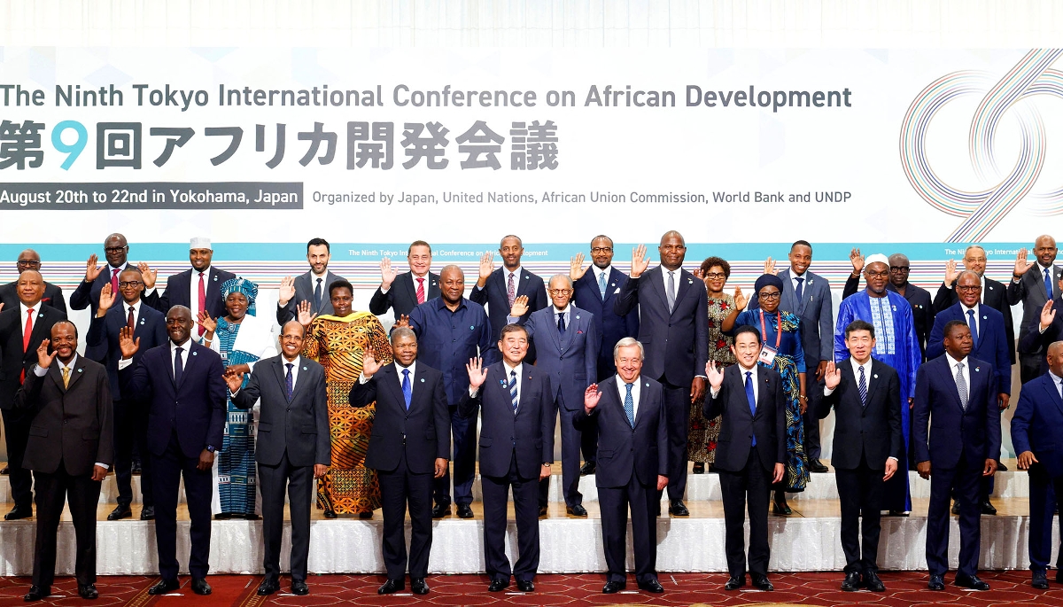 Lors de la cérémonie d'ouverture de la neuvième Conférence internationale de Tokyo sur le développement de l'Afrique, à Yokohama, au Japon, le 20 août 2025. 