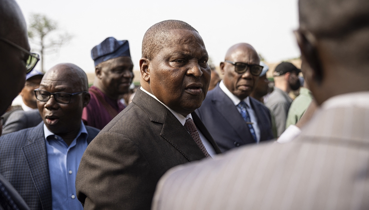 Le président Faustin-Archange Touadéra, lors de la journée africaine de l'alimentation scolaire, à Bouiboui, en Centrafrique, en mars 2025.