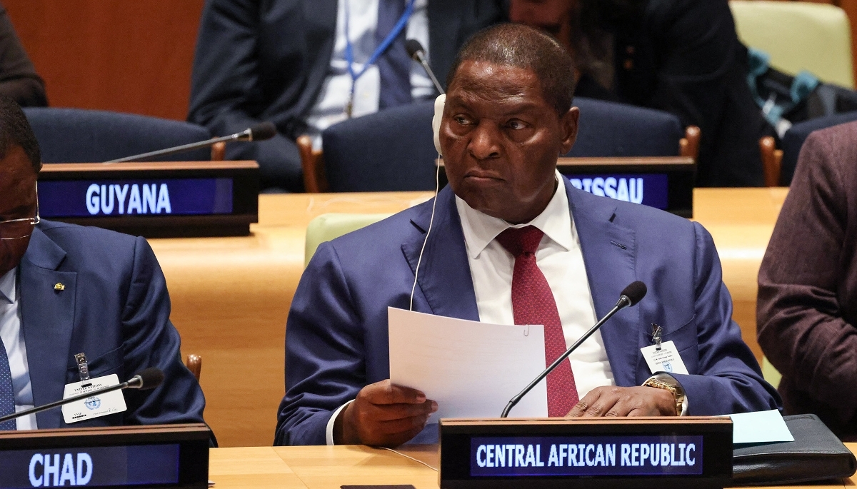 Le président de la Centrafrique Faustin-Archange Touadéra, au siège de l'ONU à New York, le 24 septembre 2025. 