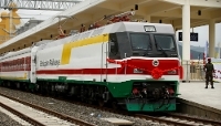 Un train reliant la capitale éthiopienne à Djibouti, en gare d'Addis-Abeba, en octobre 2016.