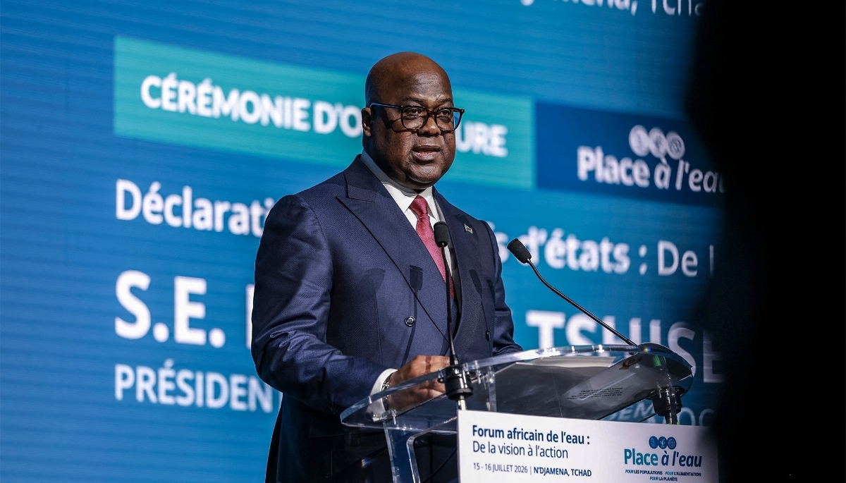 Le président congolais Félix Tshisekedi à N'Djamena, le 16 juillet 2026.