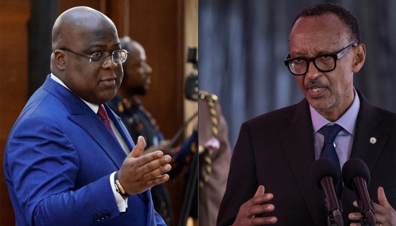 Le président congolais, Félix Tshisekedi, et son homologue rwandais, Paul Kagame.