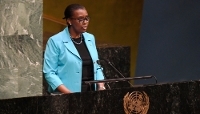 Valentine Rugwabiza, la cheffe de la mission des Nations unies en Centrafrique, la Minusca, à New York, en janvier 2018.