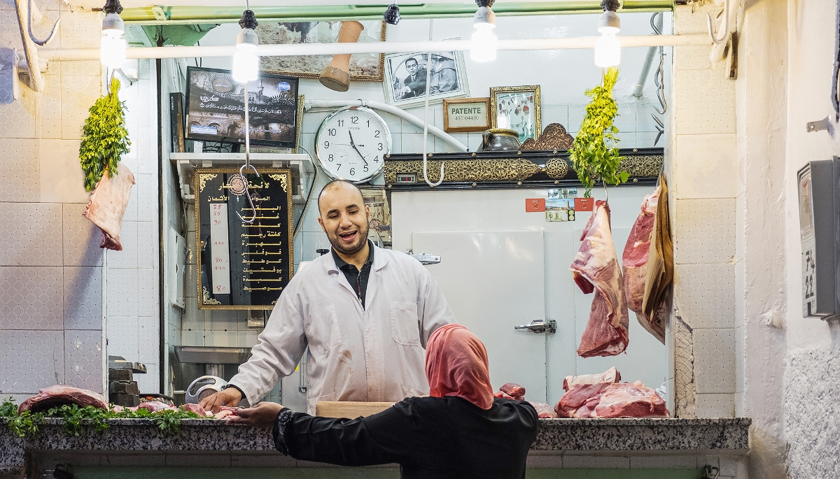 Une boucherie à Marrakech, le 18 octobre 2017.