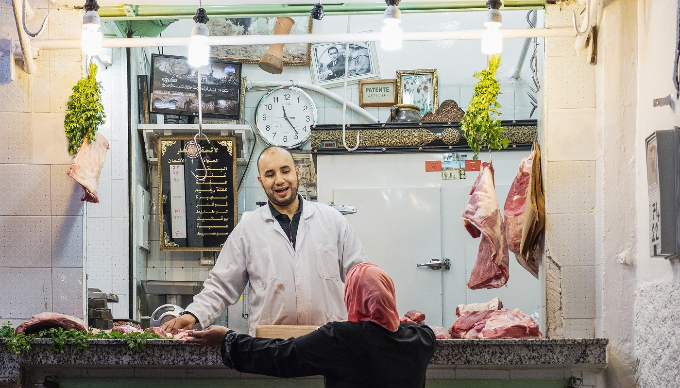 Une boucherie à Marrakech, le 18 octobre 2017.