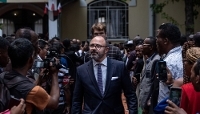 L'ambassadeur de France, Arnaud Guillois, le jour de l'investiture du président Randrianirina, à Antananarivo, le 17 octobre 2025.
