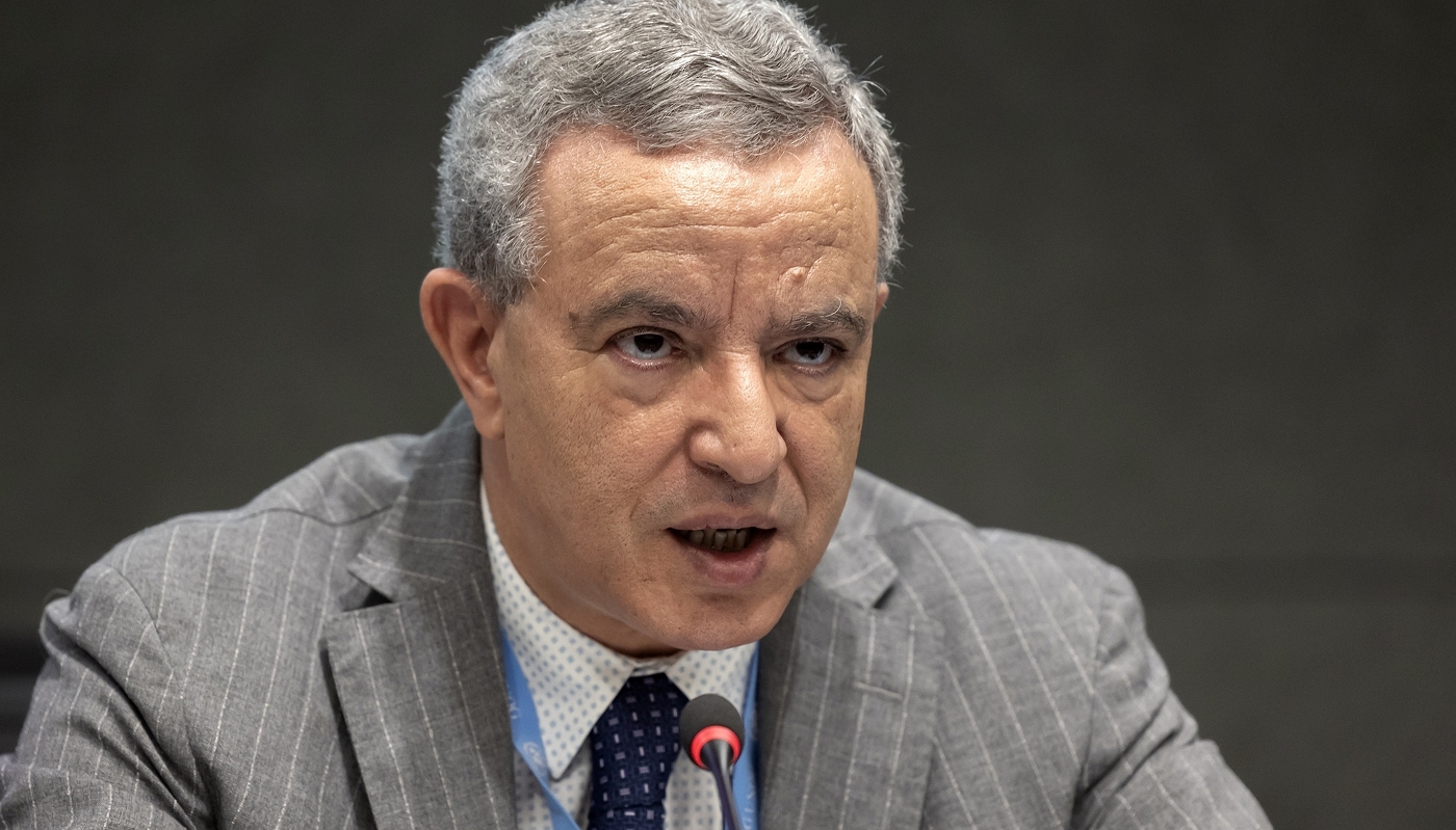 L'ancien ministre marocain de la justice Mohamed Aujjar, le 4 juillet 2022 à Genève.