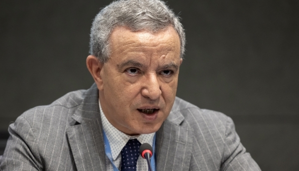 L'ancien ministre marocain de la justice Mohamed Aujjar, le 4 juillet 2022 à Genève.