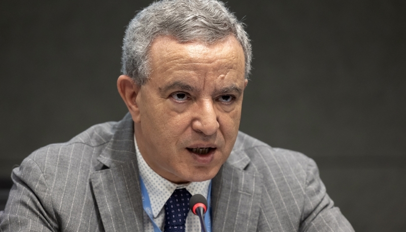 L'ancien ministre marocain de la justice Mohamed Aujjar, le 4 juillet 2022 à Genève.