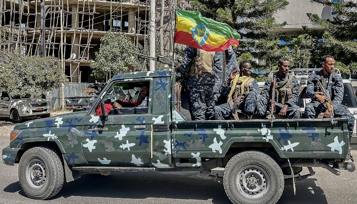 Patrouille de la Police fédérale éthiopienne, à Mekele, Éthiopie, le 9 octobre 2026.