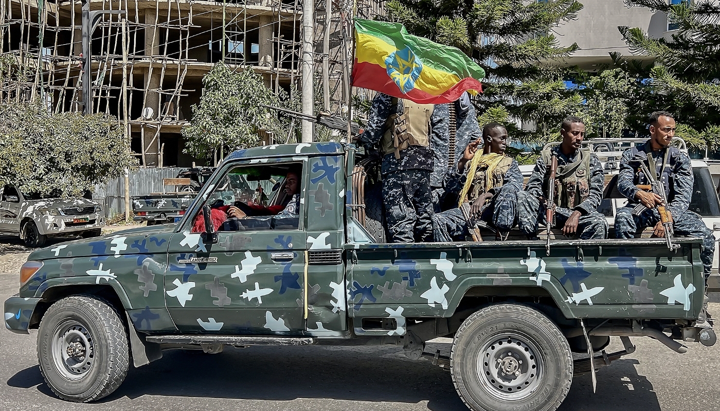 Patrouille de la Police fédérale éthiopienne, à Mekele, Éthiopie, le 9 octobre 2026.