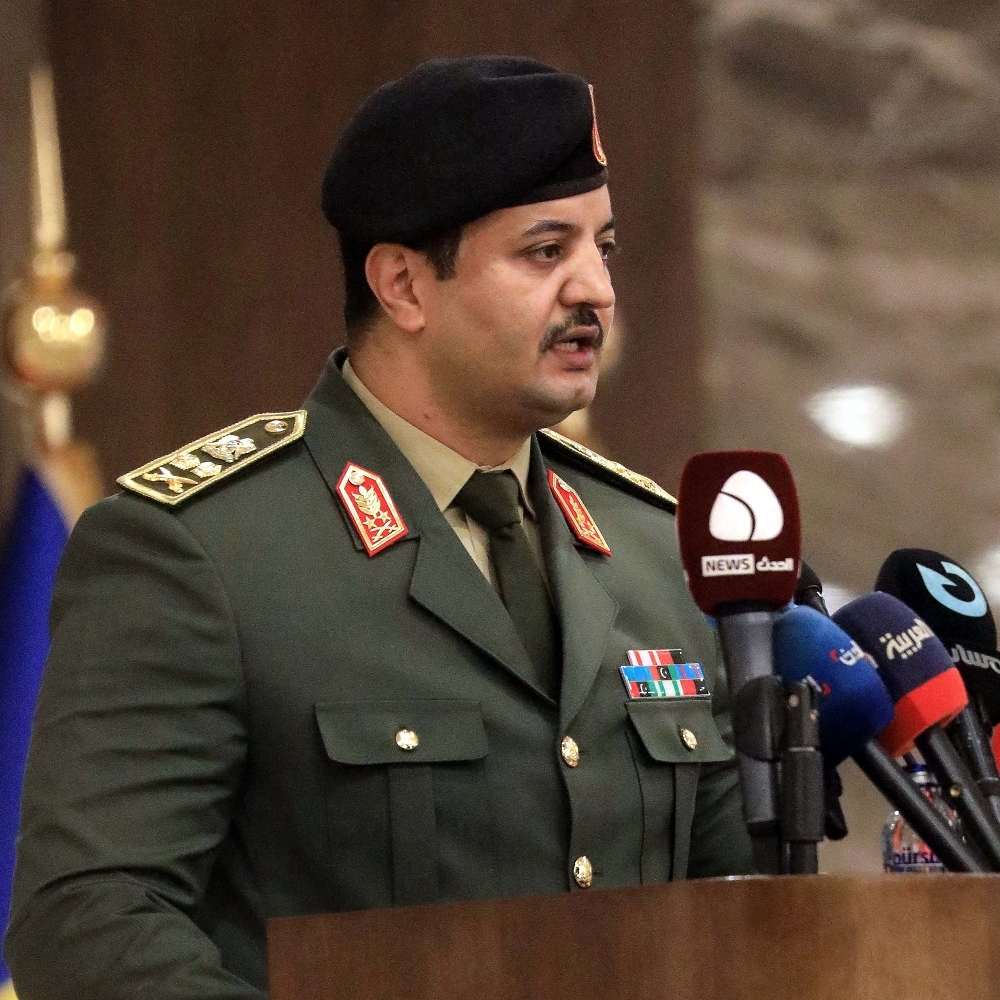Khaled Haftar, chef d'état-major de l'ANL, durant une conférence sur la sécurité à Benghazi, le 10 février 2026.