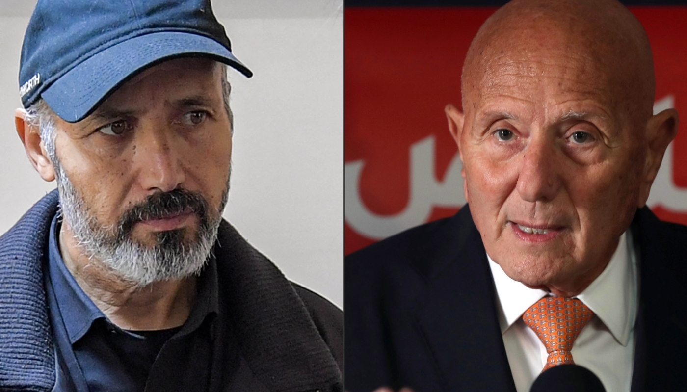 Ajmi Lourimi, chef du parti Ennahda (à g.) et Ahmed Nejib Chebbi, président du Front de salut national.