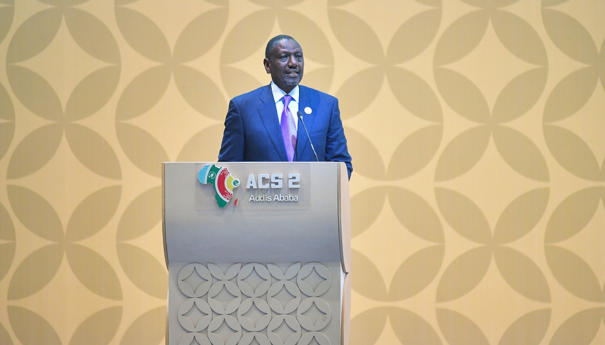 Le président kenyan William Ruto lors du deuxième Sommet africain sur le climat, à Addis-Abeba, en Éthiopie, le 8 septembre 2025, la veille de l'inauguration du Gerd. 