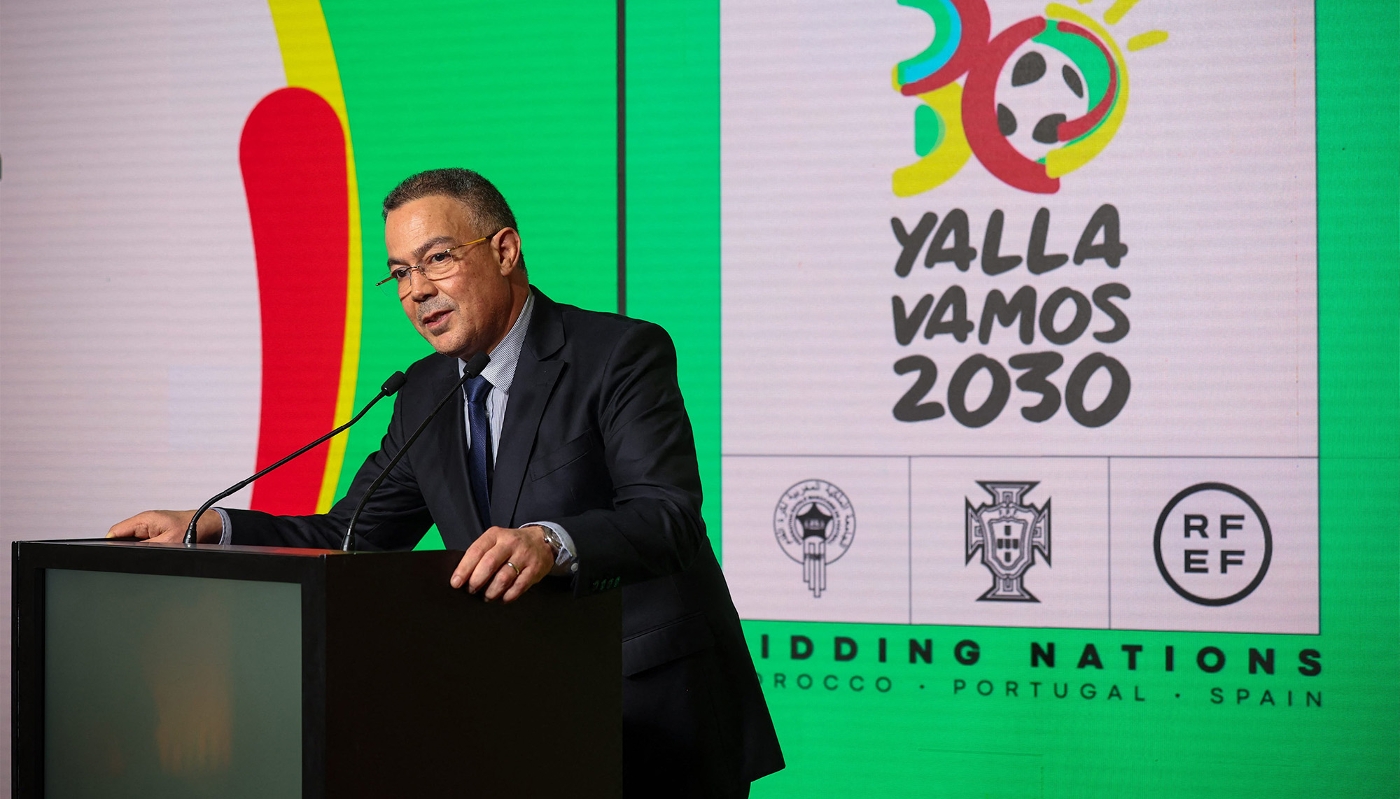 Le président de la Fédération royale marocaine de football, Fouzi Lekjâa, à Oeiras, au Portugal, le 19 mars 2024.