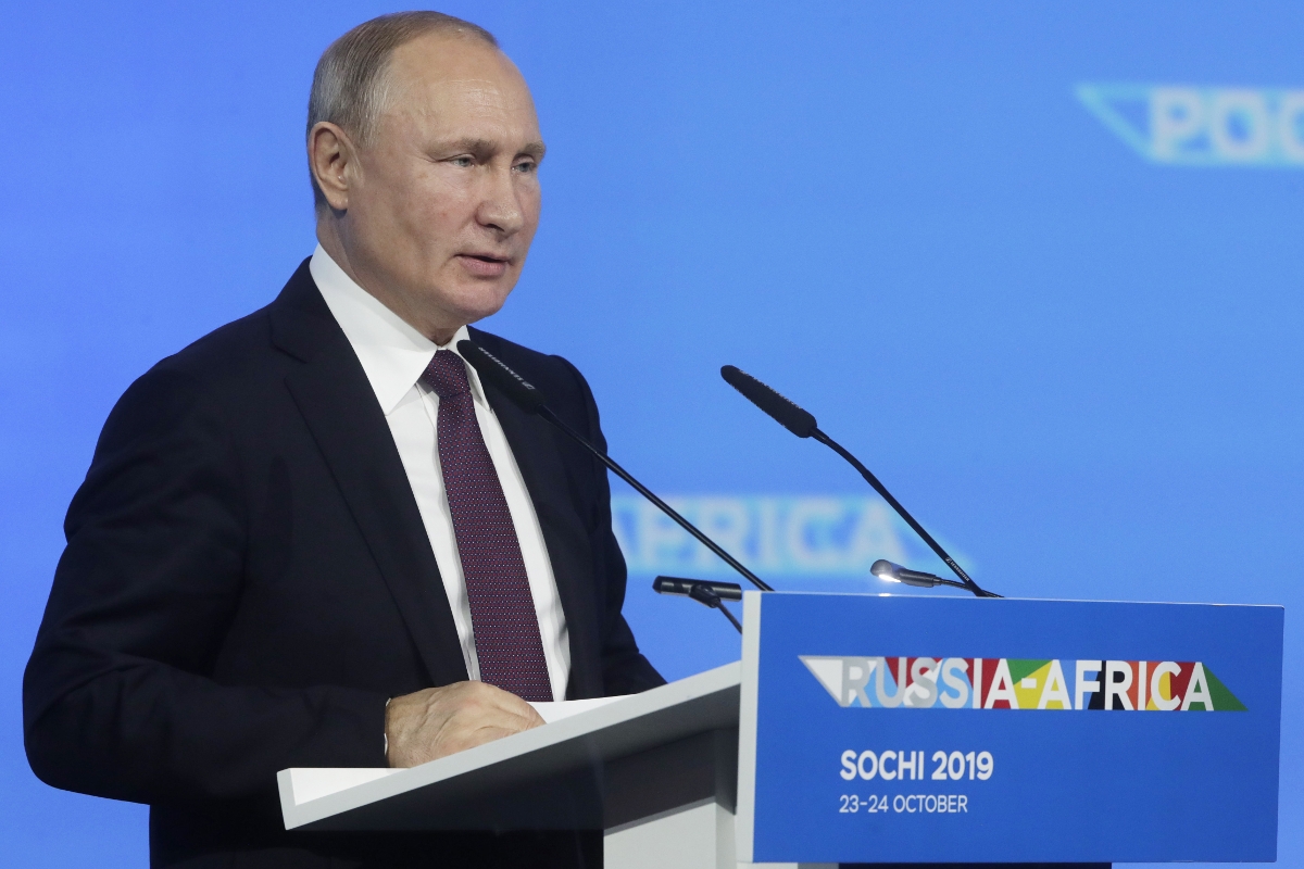 Le président russe Vladimir Poutine lors du sommet Russie-Afrique de 2019.