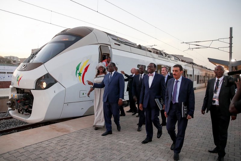 Le président sénégalais Macky Sall lors du voyage inaugural du TER Dakar-Diamniadio, le 15 janvier 2019.