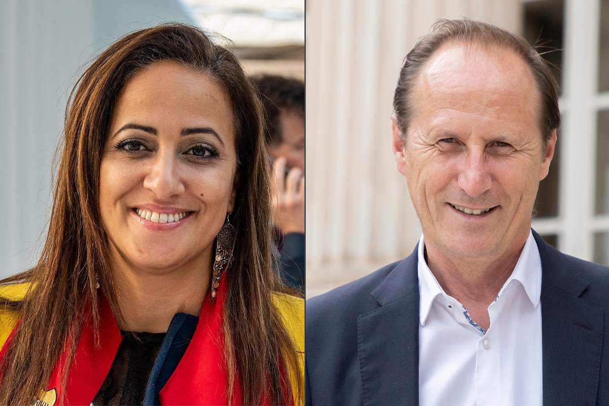 Amélia Lakrafi, député Renaissance de la 10e circonscription des Français de l'étranger et Bruno Fuchs, député Modem du Haut-Rhin.