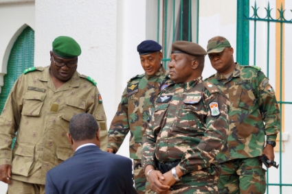 Abdourahamane Tchiani et d'autres commandants, à Niamey, le 28 juillet 2023.