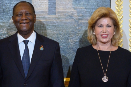 Le président ivoirien Alassane Ouattara et son épouse Dominique.