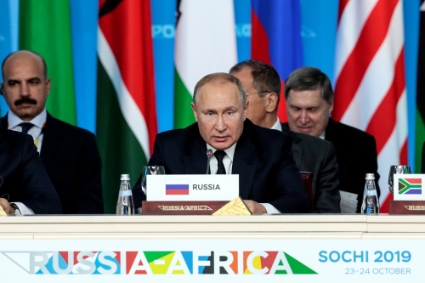 Le président russe Vladimir Poutine lors du sommet Russie-Afrique de Sotchi, en 2019.