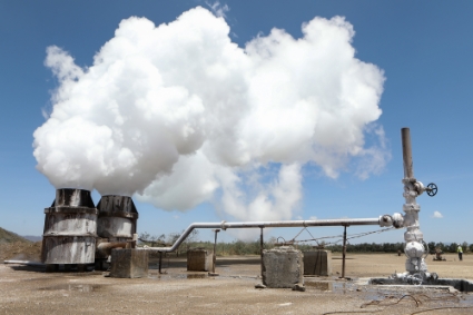 Un puits de production géothermique à la centrale géothermique d'Olkaria à Naivasha, au Kenya, le 15 mars 2019.