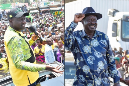 Les candidats à la présidentielle kenyane William Ruto et Raila Odinga.