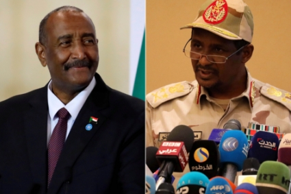 Le président du Conseil de souveraineté soudanais Abdel Fattah al-Burhan et le vice-président du conseil Mohamed Hamdan Dagalo, dit Hemeti.