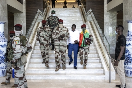 Le président guinéen, le colonel Mamadi Doumbouya, à Conakry, le 17 septembre 2021.