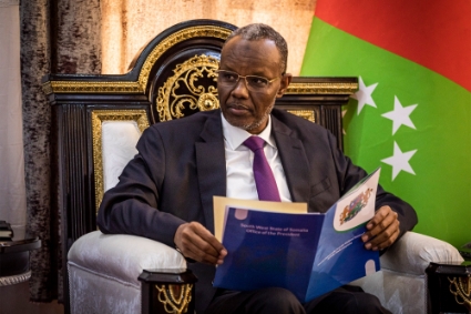 Le président de l'Etat fédéré régional somalien du Sud-Ouest Abdiaziz Laftagareen, à Baidoa, le 3 septembre 2022.