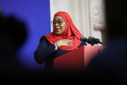 La présidente tanzanienne Samia Suluhu Hassan, à Dar es-Salaam, le 30 mars 2023.