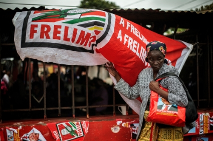 Bannière du Frelimo déployée lors de l'élection présidentielle d'octobre 2014 à Maputo.
