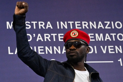 Le chanteur et homme politique Bobi Wine à la Mostra, à Venise, le 1er septembre 2022.