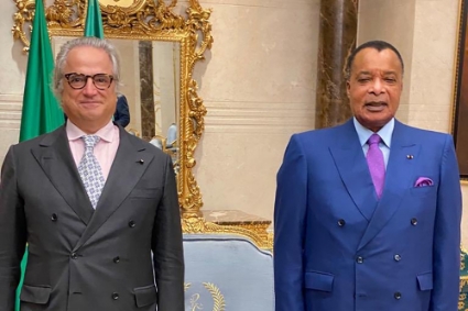 Andrea Cattaneo, président et fondateur de la société Zenith Energy, lors de sa rencontre avec le président congolais Denis Sassou Nguesso en octobre 2020.