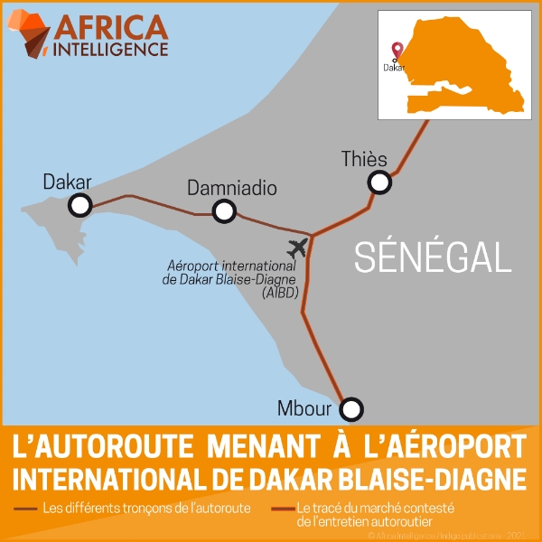 Les travaux de l'autoroute menant à l'aéroport de Dakar.