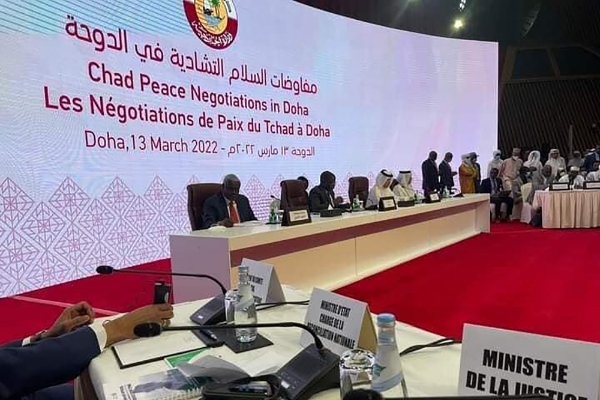L'ouverture du pré-dialogue entre le gouvernement de transition tchadien et les mouvements politico-militaires le 13 mars 2022, à Doha.