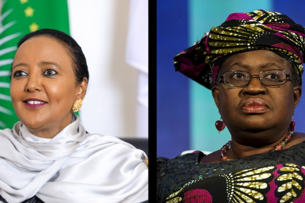 Amina Mohamed (à gauche) et Ngozi Okonjo-Iweala (à droite), candidates à la direction générale de l'OMC.