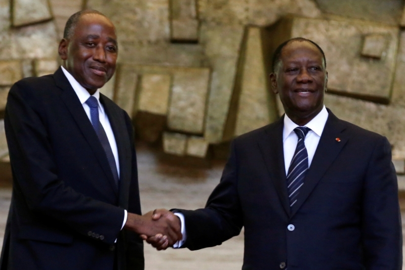Amada Gon Coulibaly (gche), héritier apparent d'Alassane Ouattara (drte) à la présidentielle 2020.
