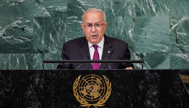 Ramtane Lamamra, alors ministre des affaires étrangères algérien, lors de la 77e session de l'Assemblée générale des Nation unies, le 26 septembre 2022, à New York.
