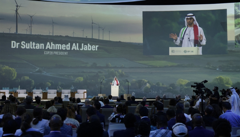 Sultan Ahmed al-Jaber, président de la COP28, à Dubaï, le 2 décembre 2023.